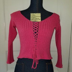 #603 NWOT KD Dance Sexy Hot Pink Ribbed Knit Top S